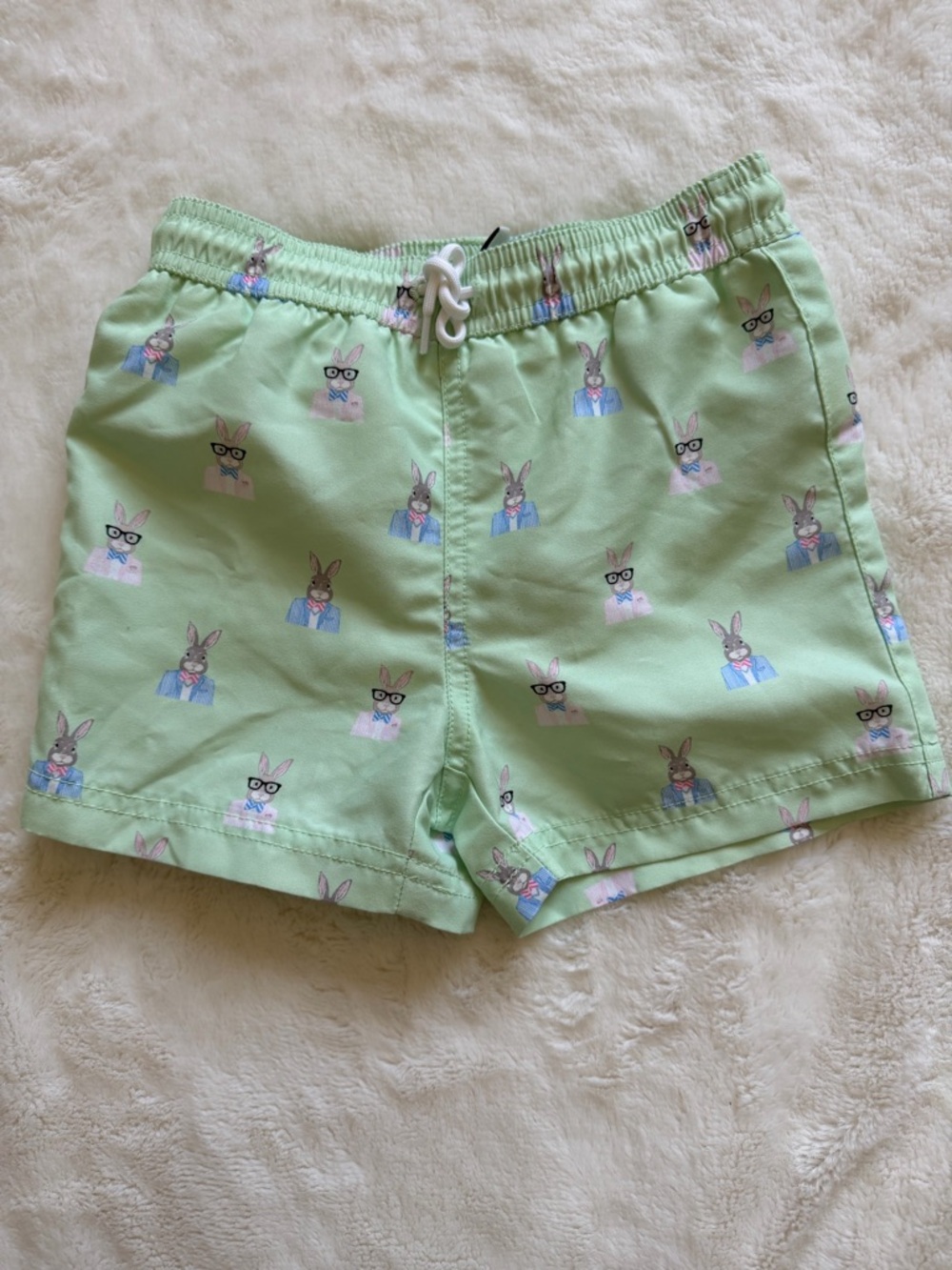 Janie and Jack Mint Green Bunny Print Shorts
